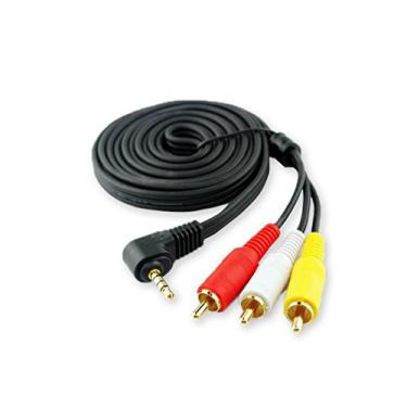 Imagem de Cabo de extensão conector adaptador de câmera AV fêmea HTTX 3,5 mm áudio estéreo para 3 RCA 90 graus ângulo 4 polos 1,8 m