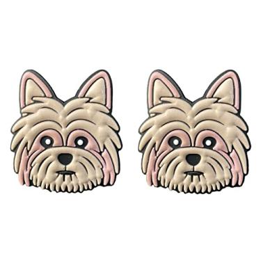 Imagem de Damorr Yorkshire Terrier Berloques de crocodilo para cães compatíveis com tamancos Crocs, pingentes de sapatos para crocodilos, pacote com 2 pingentes Jibbitz, Cloreto de polivinilo,