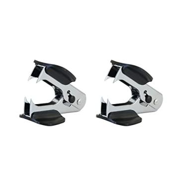 Imagem de PROMISE FLOURISH Extrator de unhas, 2 peças, removedor de grampos para puxar pregos, grampos e desmontar grampos de garra de aço, extrator de grampos, levantador de tachas duplas para uso doméstico na escola no escritório (preto)