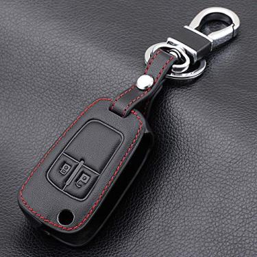Imagem de YJADHU Capa protetora para chave de carro masculina feminina de couro, apto para Opel Astra Corsa ADAM Antara Meriva Zafira Insignia