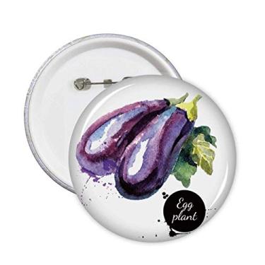 Imagem de Berinjela vegetal saboroso saudável alfinetes de aquarela crachá botão emblema acessório decoração 5 peças