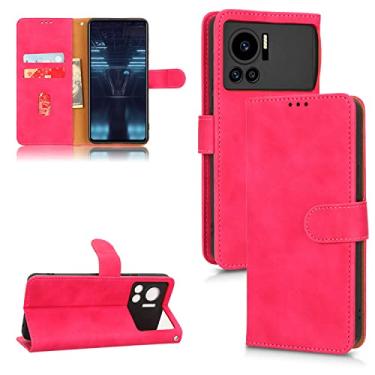 Imagem de Capas de telefone Business Skin Feel compatíveis com Infinix Note 12 G96 Note 12 VIP Capa de couro slots para cartão clipe de carteira capa de telefone à prova de choque (rosa vermelha, Infinix Note 12 VIP)