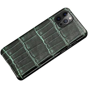 Imagem de KANUZ Capa para Apple iPhone 12 Pro Max (2020) 6,7 polegadas, padrão de crocodilo couro à prova de choque resistente a arranhões capa traseira do telefone (cor: verde)