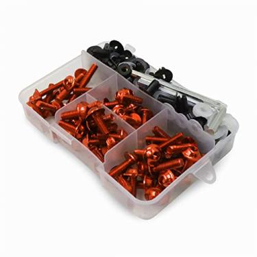 Imagem de Worldmotop Kit de parafusos de carenagem universal compatível com Yamaha Honda Kawasaki Suzuki BMW, kits de parafusos de carenagem kit de parafusos e porcas métricos (laranja)