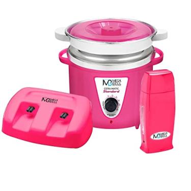 Imagem de Termocera Panela Depilação 900g c/Refil + Base Dupla c/ 1 Rollon Todo Rosa Mega Bell
