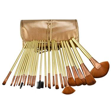 Imagem de Kit de 24 Pincéis Para Maquiagem Profissional com Estojo Bronze CBRN15382