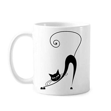Imagem de Gato preto elástico Halloween desenho animal caneca cerâmica café porcelana copo mesa mesa