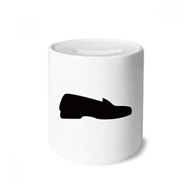Imagem de DIYthinker Sapato masculino de couro preto padrão contornado caixa de dinheiro caixa de cerâmica porta-moedas presente de cofrinho