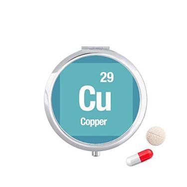 Imagem de Caixa de comprimidos de ciência com elemento químico de cobre, caixa de armazenamento de medicamentos