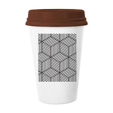 Imagem de Simple Line Art Grain Illustration Pattern Mug Coffee Drinking Glass Ceramic Cup Lid