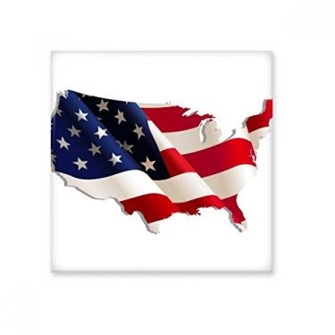 Imagem de Adesivo brilhante de azulejo de cerâmica com mapa da bandeira dos Estados Unidos de estrelas e listras