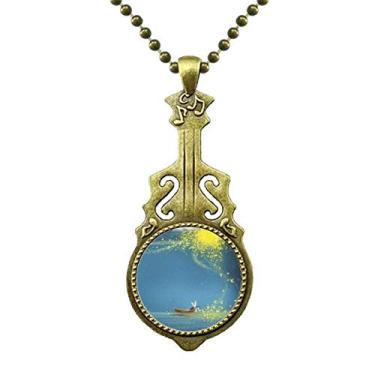Imagem de DIYthinker Colar Silent Night Light Boat Fairy Fuying Painting Necklace Antique Guitar Jewelry Music Pendant