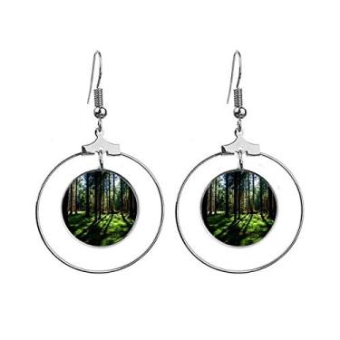 Imagem de Cenário de natureza ciência florestal verde brincos pendentes joia círculo gota