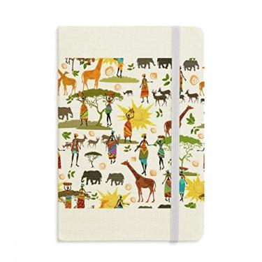 Imagem de Caderno feminino African Savanna Black com estampa de animais da vida selvagem, capa dura em tecido