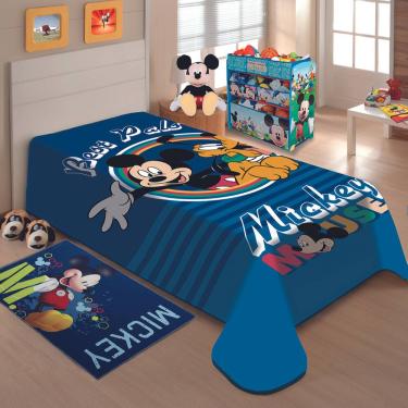 Imagem de Cobertor Juvenil Disney Mickey Mouse e Pluto Jolitex Azul