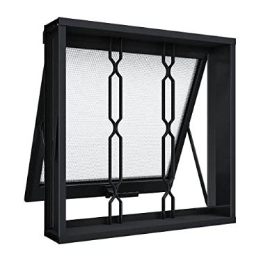 Imagem de Janela Maxim-Ar de Aço 60 x 80 x 12 cm Preto Grade Mosaico Riobras Pronta