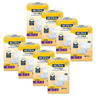 Imagem de Kit 8 Fraldas Geriátricas Bigfral Derma Plus XG com 7un cada