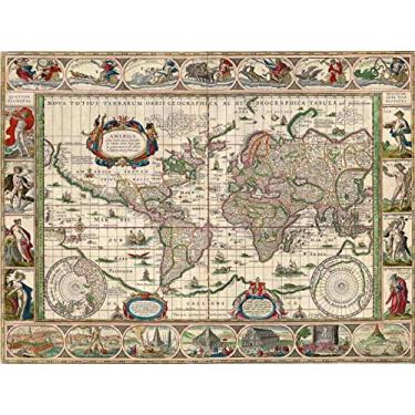 Imagem de Mapa Mundi Antigo (1635) - 60x79 - Tela Canvas Para Quadro