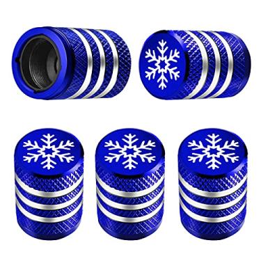 Imagem de Tampa da haste de válvula de pneu (pacote com 5), tampa de ar de pneu de metal com forro de plástico resistente à corrosão, à prova de vazamento, Snow Snowlfake para carro, caminhão, motocicleta, SUV