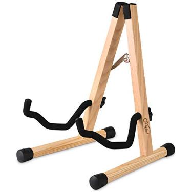 Imagem de SNIGJAT Suporte de piso para guitarra acústica de madeira, mini suporte elétrico ajustável para baixo dobrável compatível com violoncelo, banjo, bandolim, ukulele