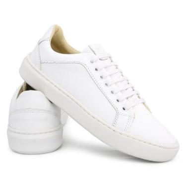 Imagem de Tenis casual masculino baixo em couro legitimo 2024 (branco, BR, Adulto, Numérico, 38)
