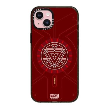 Imagem de CASETiFY Capa Impact para iPhone 15 Plus [Iron Man Co-Lab / 4X Testada contra quedas de grau militar/Proteção contra quedas de 2,5 metros/Compatível com Magsafe] - Reator de arco - Preto transparente