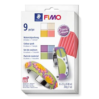 Imagem de STAEDTLER Kit FIMO Soft 8023 C8-1P – 8 Blocos de Argila Polimérica (25g cada) em Cores de Tendência + 1 Pulseira – Massa de Modelar Endurecível no Forno