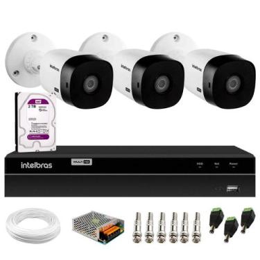 Imagem de Kit Intelbras 3 Câmeras Hd 720P Vhl 1120 B + Dvr 1104 Intelbras + Hd 2