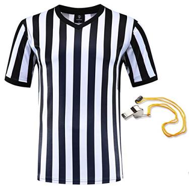 Imagem de Shinestone Camisas de árbitro, Camisa de árbitro masculina Basquete Futebol Esporte Camiseta de árbitro Camisa de árbitro Camiseta de jérsei Manga curta, perfeita para esportes ao ar livre, V-neck, XX-Large