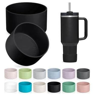 Imagem de KTKUDY Pacote com 2 botas de silicone para Stanley Tumbler 40 30 567.0 g e destinado a Hydro Flask 340.2-680.4 g - Cup Boot fit Select Yeti, Simple Modern, Owala Water Bottle - Acessórios de tampa