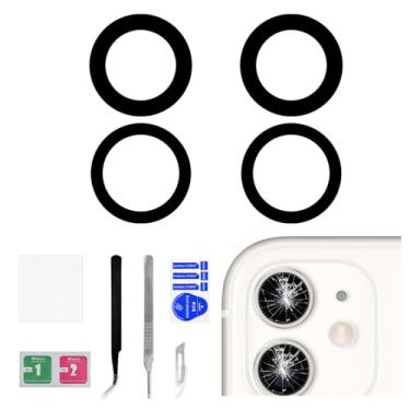 Imagem de Risidamoy 2 conjuntos de lentes de câmera traseira OEM para iPhone 11 com adesivo de substituição dupla face para iPhone11 lente de vidro original da câmera traseira com kit de reparo de ferramenta de