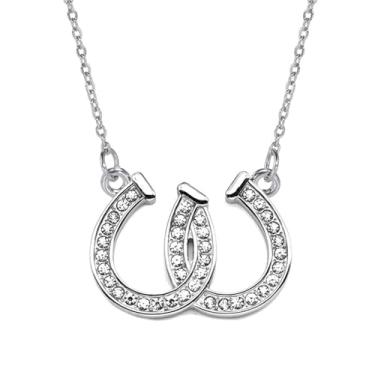 Imagem de Dreuyet Colar de ferradura para mulheres Western Double U Horseshoe Colar delicado de zircônia cúbica com coração de ferradura colar da sorte, pingente de cavalo, joias presentes, Zircônia cúbica,