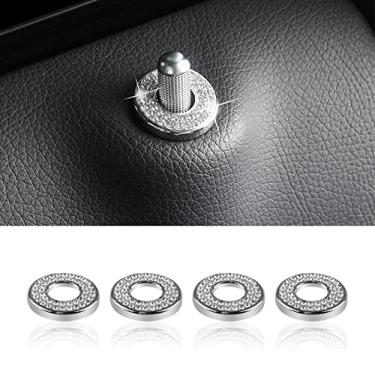 Imagem de Dewkou Pacote com 4 capas de bloqueio de porta interna de carro, decalques de trava de porta de carro, adequados para Mercedes Benz Classe E GLS GLA CLA GLE (Branco)