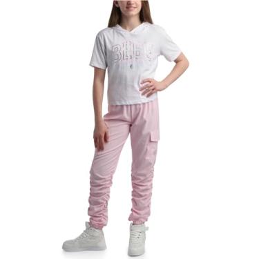 Imagem de bebe Conjunto de calça para meninas – camiseta fofa de 2 peças e calça de corrida elástica – Lindo traje combinando para meninas (7-12), Blush branco/rosa, 7/8