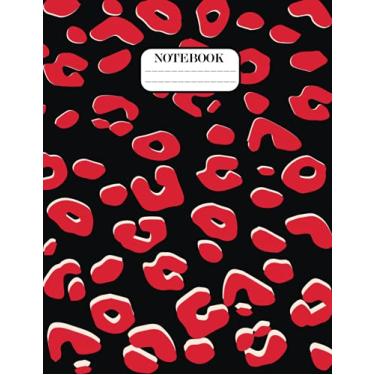 Imagem de Caderno de redação de estampa de leopardo, Diário de guepardo, papel pautado com 110 páginas pautado para faculdade - Grande 21,5 x 28,5 cm,