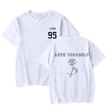 Imagem de Camiseta JIN Su-ga V Jimin Jungkook J-Hope RAPMONSTER Camisetas modernas Love Yourself algodão manga curta, 8, P