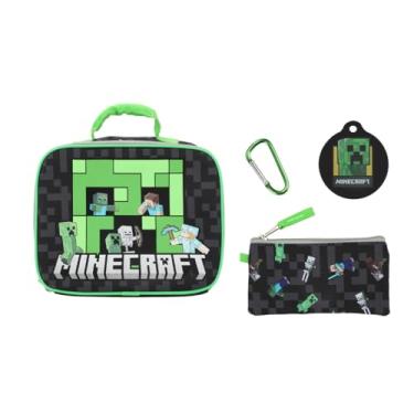Imagem de Bioworld Minecraft Creeper Kit de almoço de 4 peças (incluindo etiqueta de alerta de alergia) - Verde, Verde, OSFA