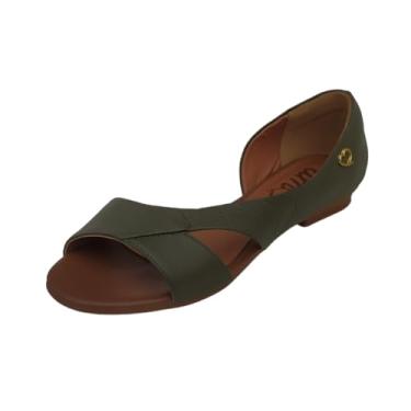 Imagem de Amo Calçados, Sandália Rasteira em Couro Moema Verde Militar Tamanho:42