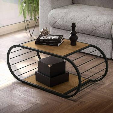 Imagem de mesa de centro industrial tuni freijó e preta