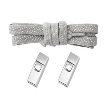 Imagem de Cadarço De Metal Elástico Para Crianças E Adultos, Cadarço Largo Sem Cadarço, Cadarço Para Sapatos, Tênis Para Crianças, Cadarço Para Sapatos(Light gray)
