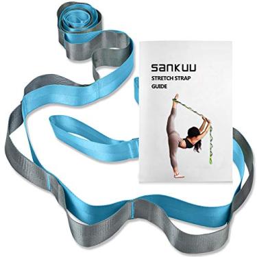 Imagem de (blue) - SANKUU Yoga Strap, Multi-Loop Strap, 12 Loops Yoga Stretch Strap, Nonelastic Stretch Strap for Physical Therapy, Pilates, Dance and Gymnastics with Carry Bag