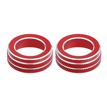 Imagem de A ABSOPRO Anéis de cobertura de botão de afinação Volume VOL para VW Tiguan Taos Jetta Passat Atlas Arteon Golf R Beetle liga de alumínio vermelha (pacote com 2)