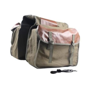 Imagem de Colaxi Bolsa de selim de bicicleta dupla face, bolsa de armazenamento para bagageiro traseiro de bicicleta, bolsa para bicicleta, alforje para andar, Verde Marrom