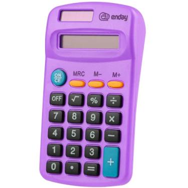 Imagem de Calculadora roxa, pequena luz solar básica e operada a pilhas, visor grande com quatro funções, calculadora portátil motorizada para escola e crianças disponível em verde, vermelho, azul, cinza, rosa, 1 pacote – da Enday