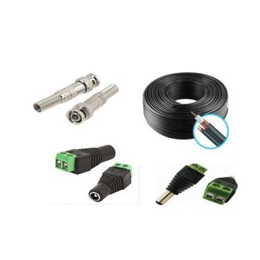 Imagem de Kit instalação 1 camera de segurança cabo cftv e conectores - new line