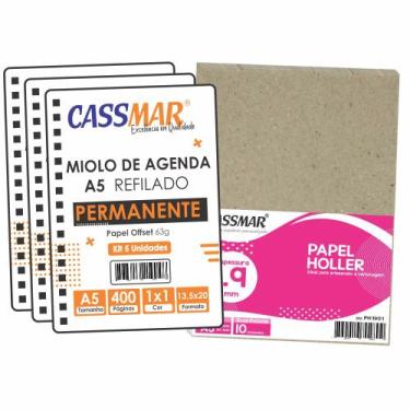 Imagem de Kit para Agenda Permanente Miolo + Papel Holler 1.9mm 05 un - Cassmar 