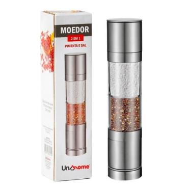 Imagem de Moedor de Sal Pimenta Temperos Manual 2 Em 1 Aço Inox - UnyHome