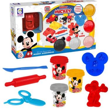 Imagem de Massinha Mickey Mouse Colorida Acessórios Original Com Moldes Brinqued