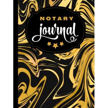 Imagem de Hardcover Notary Journal: 8.5x11 Large Notarial Logbook/With 200 Numbered Pages - Two Record Logs Per Page / 400 Records/Ledger Book Gift For Signing Agents/Black Gold Marble - Abstract Art
