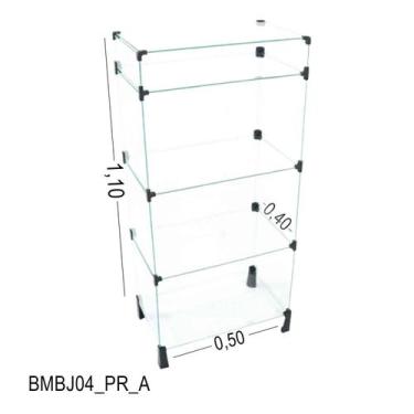 Imagem de Balcão de Vidro com Porta Bijuteria - C/ Conectivo Preto -  - 0,50 x 1